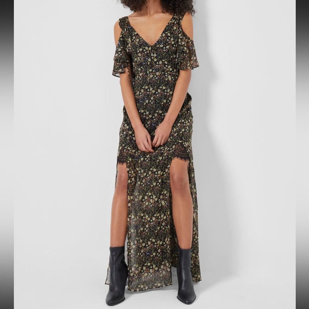 French Connection Hallie Crinkle Floral Print Maxi Dress